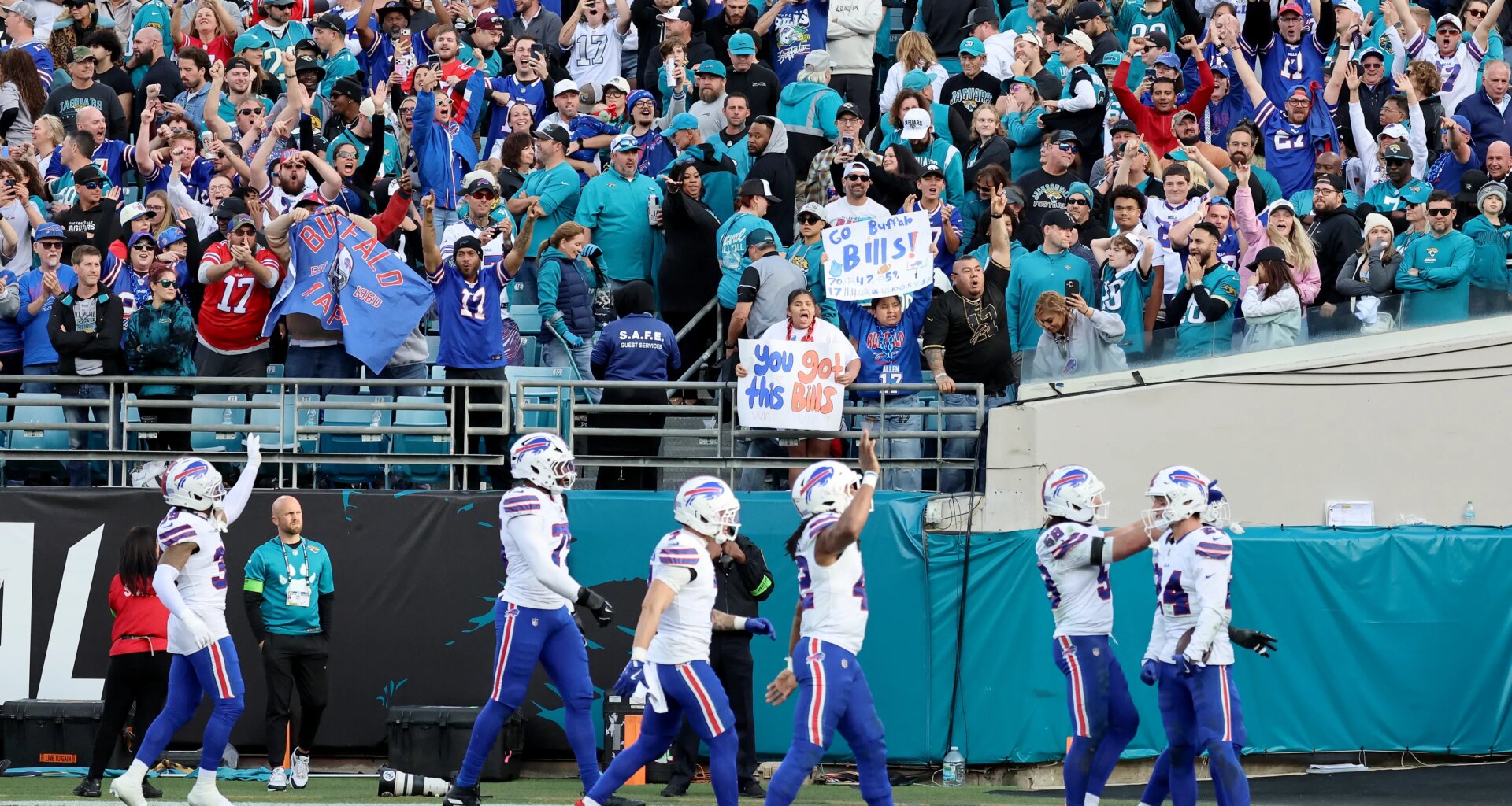 Bills celebrate win vs. Jags walking off field in Jacksonville (video)