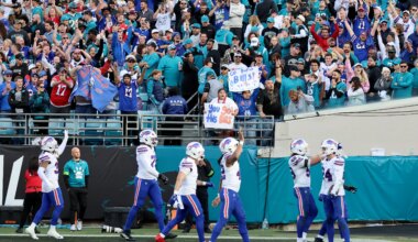 Bills celebrate win vs. Jags walking off field in Jacksonville (video)