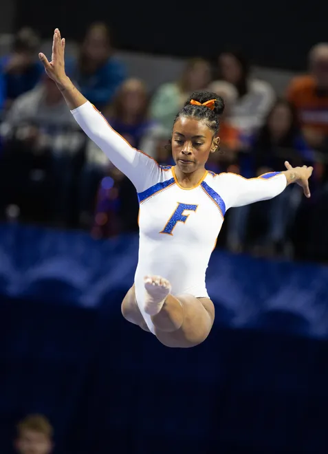 Florida Selena Harris-Miranda competes on the balance beam at Steven C. O'Connell Center Exactek arena in Gainesville, FL on Friday, January 16, 2026. [Alan Youngblood/Gainesville Sun]