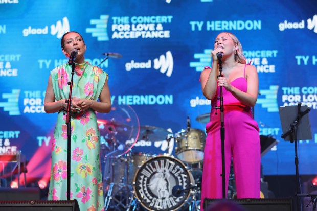 NASHVILLE, TENNESSEE - JUNE 07: (L-R) Tae Dye and Maddie Marlow of Maddie & Tae perform onstage during The Concert for Love & Acceptance at Wildhorse Saloon on June 07, 2023 in Nashville, Tennessee. (Photo by Danielle Del Valle/Getty Images) ** OUTS - ELSENT, FPG, CM - OUTS * NM, PH, VA if sourced by CT, LA or MoD **
