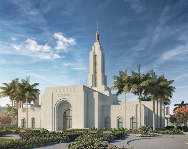 Exterior rendering of the João Pessoa Brazil Temple.