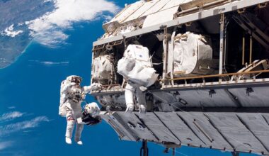 FILE - In this photo provided by NASA, astronaut Robert L. Curbeam Jr., left, and European Space Agency astronaut Christer Fuglesang, participate in a spacewalk during construction of the International Space Station on Dec. 12, 2006. In the background are New Zealand and the Pacific Ocean. (NASA via AP, File)