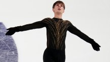 Andrew Torgashev competes during the men's free skate competition at the U.S. Figure Skating Championships, Saturday, Jan. 10, 2026, in St. Louis. (AP Photo/Jeff Roberson)