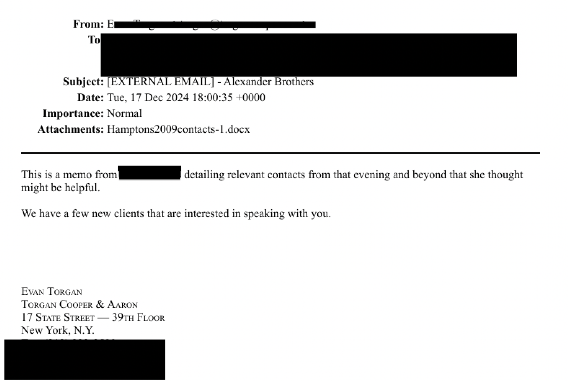 an email with information redacted