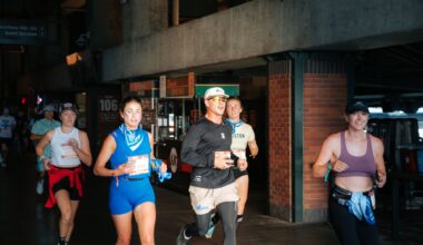 photo of a group of people running