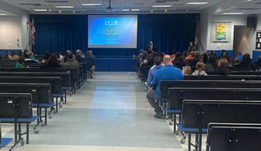 At a meeting held at the school Monday evening, PCS Chief Operating Officer Jennifer Dull told parents the county's birth rate and kindergarten enrollment trends have been declining for decades.  (Spectrum News/Sarah Blazonis)