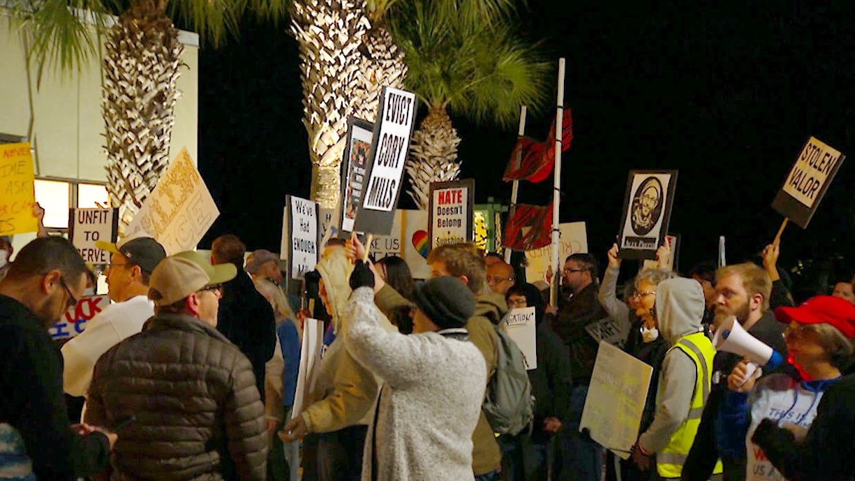 Protesters show up in force at Rep. Cory Mills' town hall