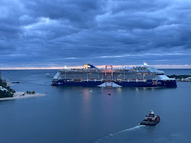 Celebrity Cruises' "Xcel" arrives at Port Everglades.