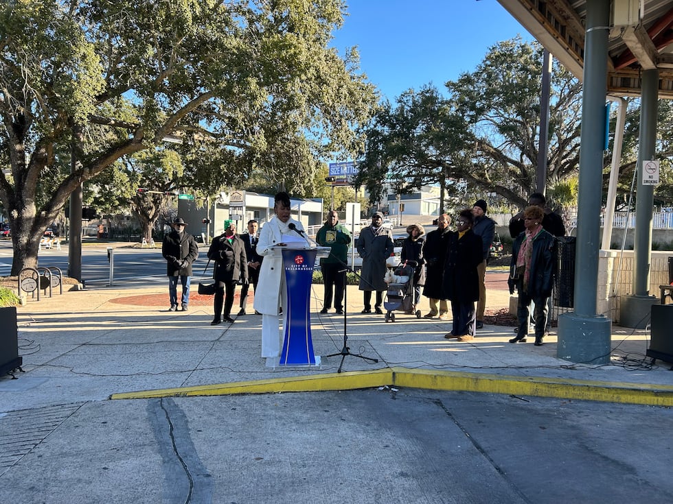 Dozens gathered at the C.K. Steele Bus Plaza to honor the lives and legacies of Dr. Martin...