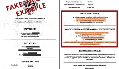 Cape Coral Warns of Invoice Scam