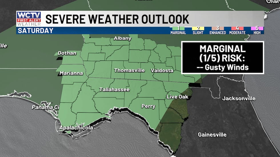 A chance for a few stronger storms on Saturday.