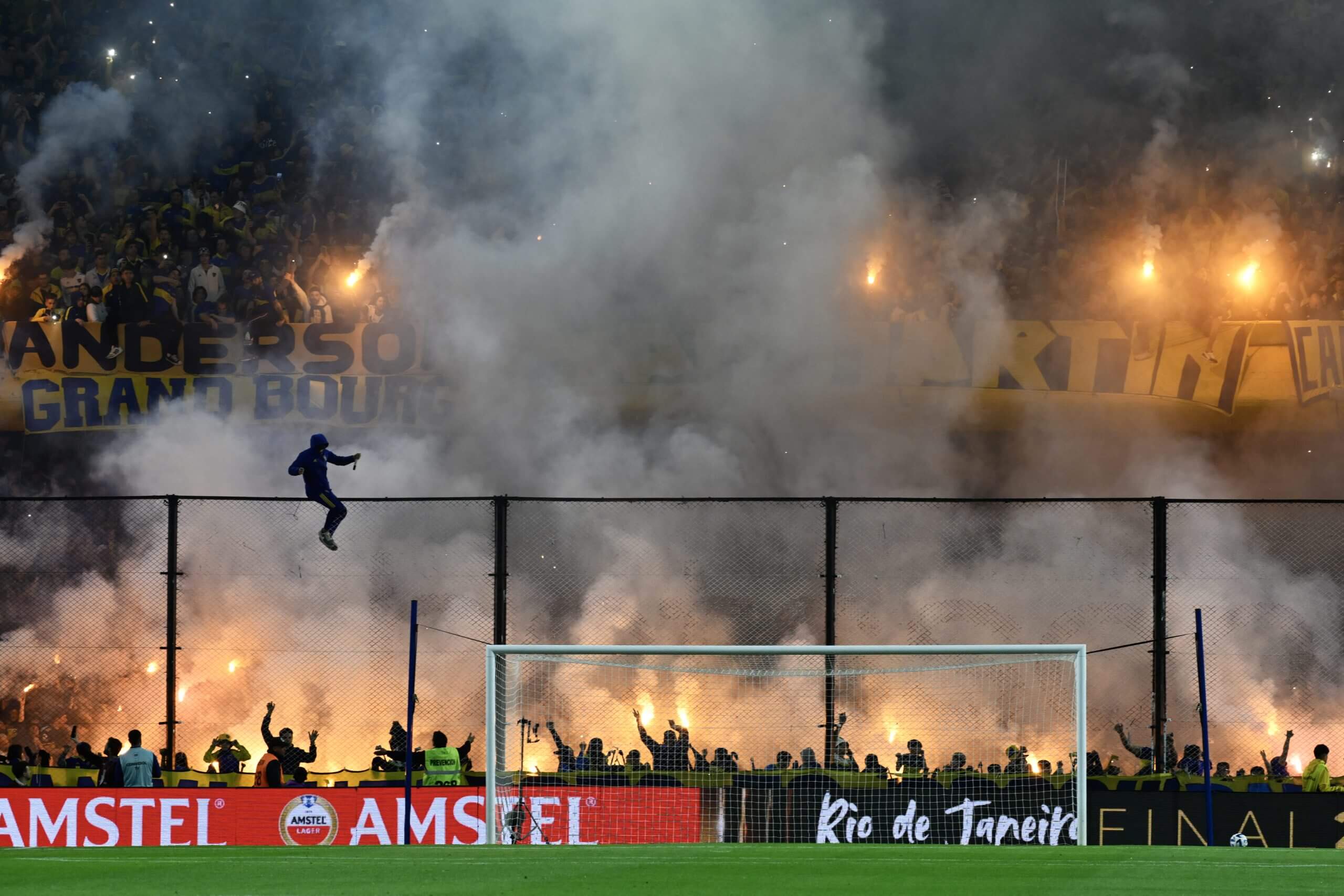 Fans at a Boca Juniors Copa Libertadores match