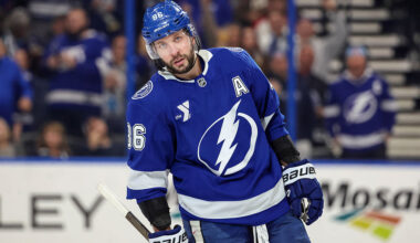 TAMPA, FL - DECEMBER 28: Nikita Kucherov #86 of the Tampa Bay Lightning against the Montréal Canadiens during the second period at the Benchmark International Arena on December 28, 2025 in Tampa, Florida. (Photo by Mike Carlson/Getty Images)