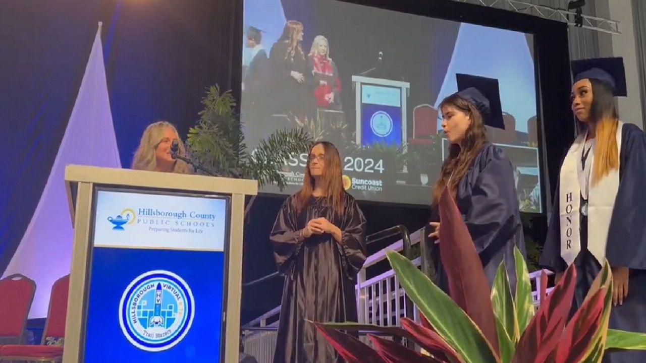 FILE — Hillsborough County Public School students graduate at the Florida State Fairgrounds. (Spectrum News)