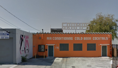 screenshot of the Google Maps street view of the facade of an orange bar named, "Gramps"