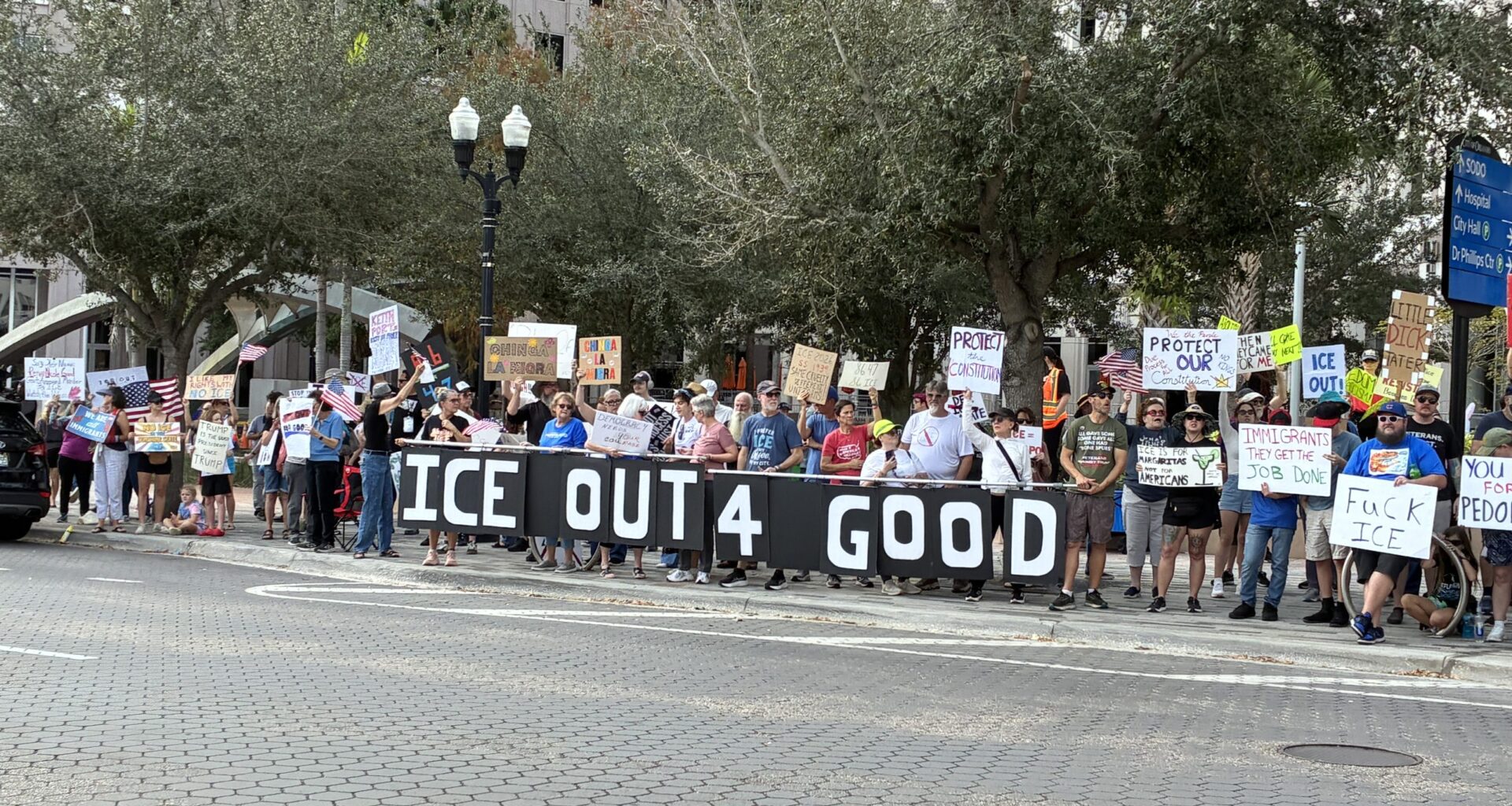 Hundreds rally at Orlando City Hall to protest ICE killing Renee Good