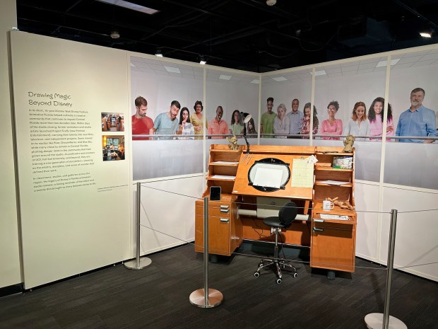 One corner of the display re-creates a work station once seen at Disney-MGM Studios. (Dewayne Bevil/Orlando Sentinel)