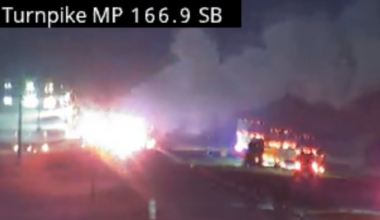 Semi-truck carrying propane sets on fire on Florida's Turnpike in St. Lucie County