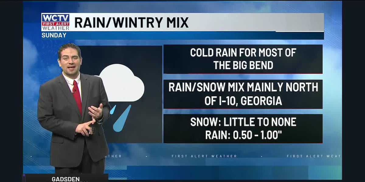 Cold rain, wintry mix to kick of our Sunday morning for Tallahassee, the Big Bend and South Georgia