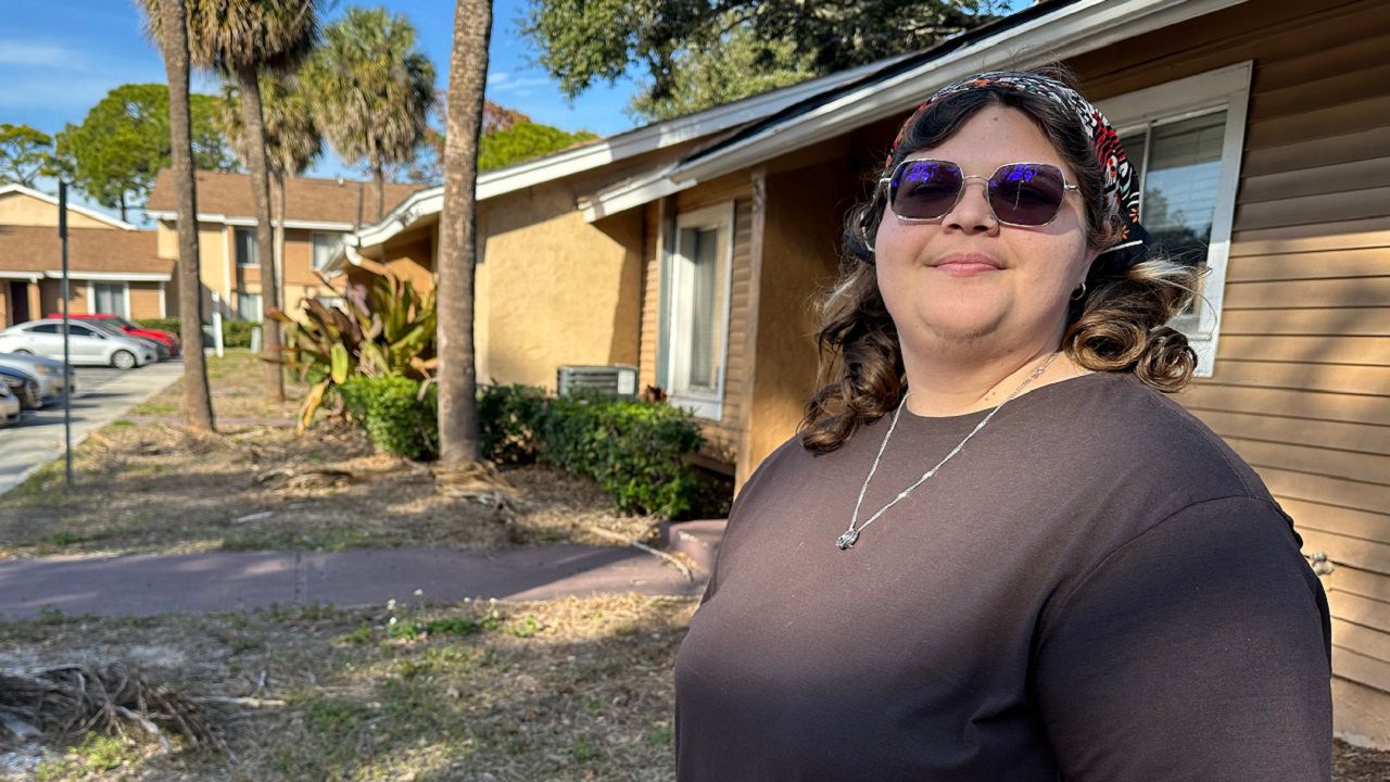 Nat Pudlak has lived at The Morgan apartments for three years. She said she is moving when her lease ends in October. (Spectrum News/Sarah Blazonis)