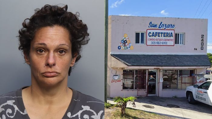 Woman throws rock, umbrella through glass door of Hialeah cafeteria after being refused restroom access