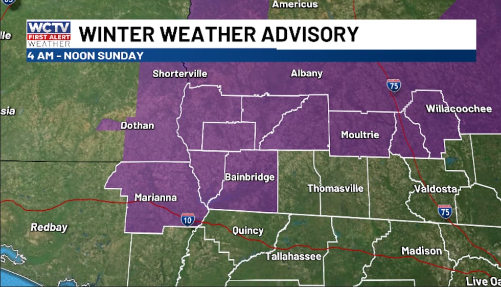 The advisory will run from 4 a.m. through noon on Sunday for Jackson, Seminole, Miller and...