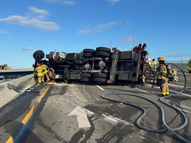 Multiple cars and a tractor-trailer crashed in the eastbound lanes of State Road 84 in Fort Lauderdale on Tuesday, Jan. 6, 2026. (Fort Lauderdale Fire Rescue/Courtesy)