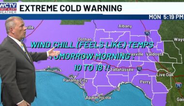 A Hard Freeze Warning in effect Monday night