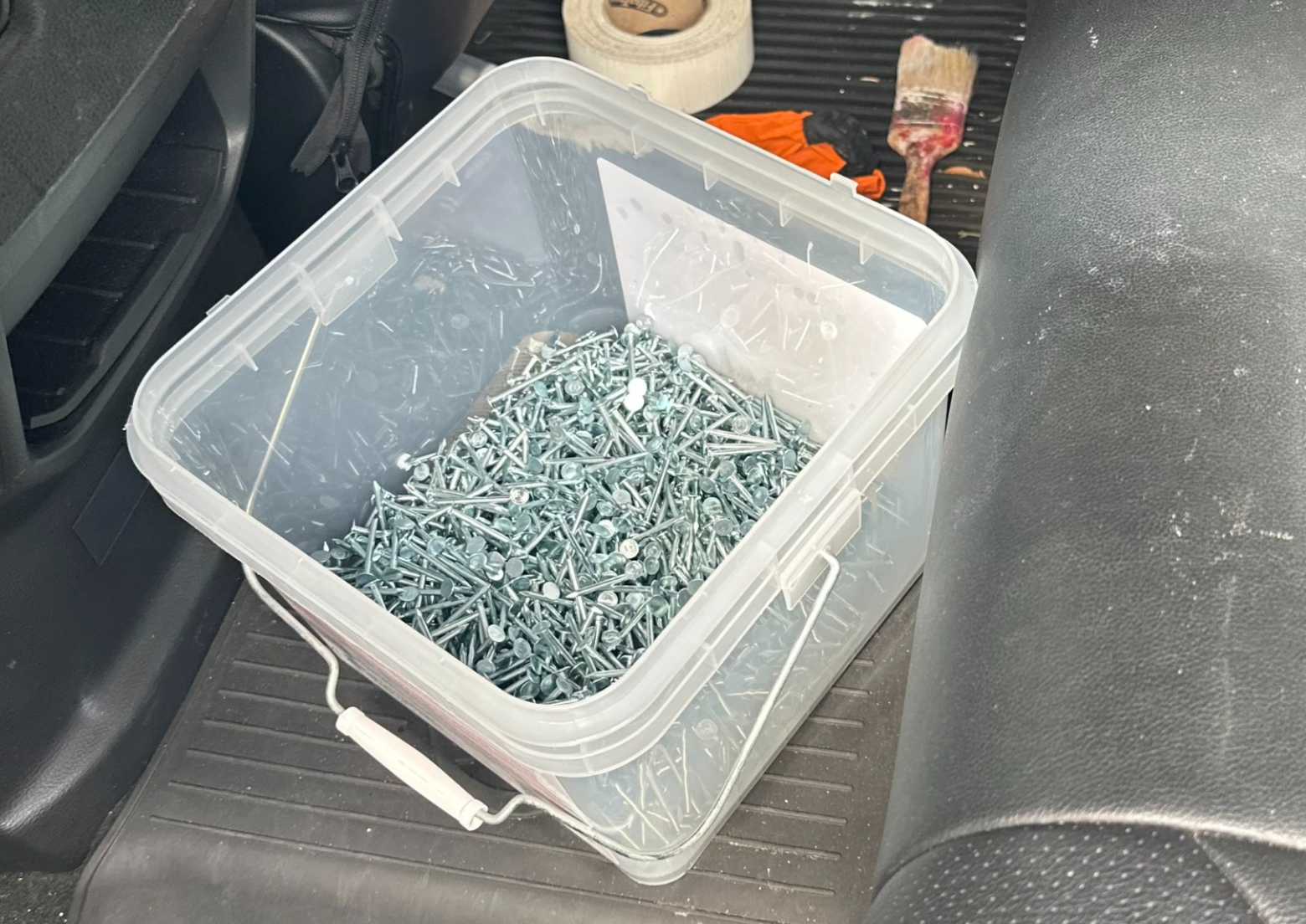 A bucket of nails found in Felix Uresti's vehicle