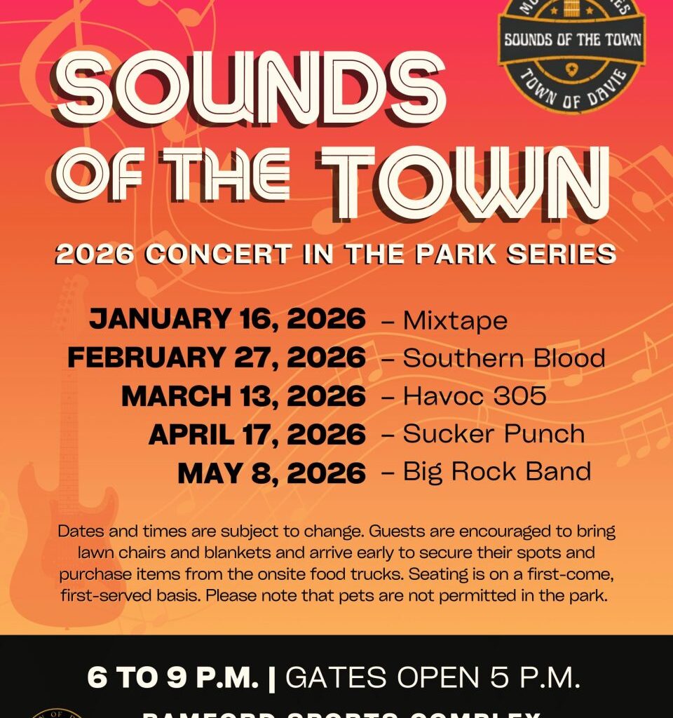 TOWN OF DAVIE “SOUNDS OF THE TOWN” CONCERT IN THE PARK SERIES RETURNS FOR 2026