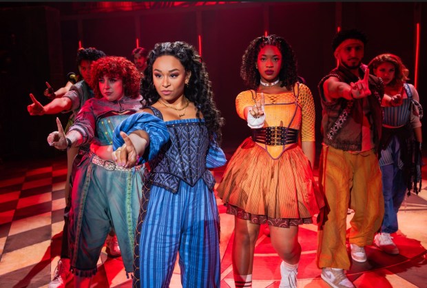 Fabiola Caraballo Quijada and the company of the North American Tour of the Broadway musical "& Juliet." (Evan Zimmerman/Courtesy)