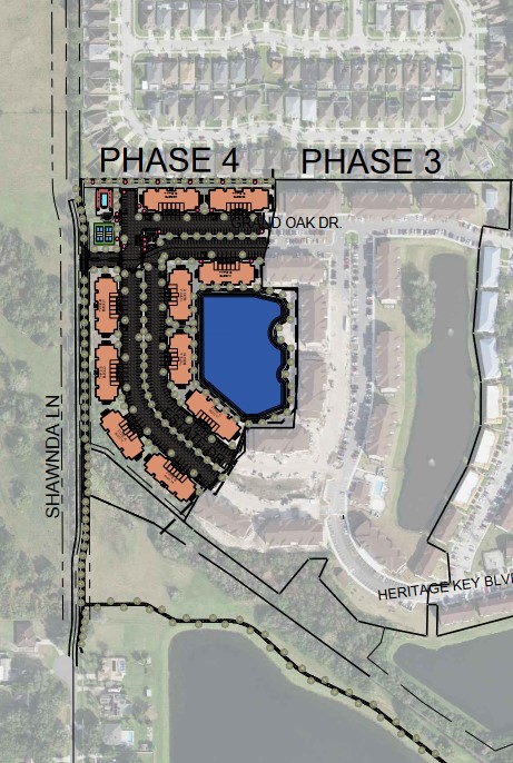 The fourth and final phase of Heritage Key Villas is designed for 250 units, bringing the total number of townhomes and apartments to 865. (Site plan by Osceola Engineering)