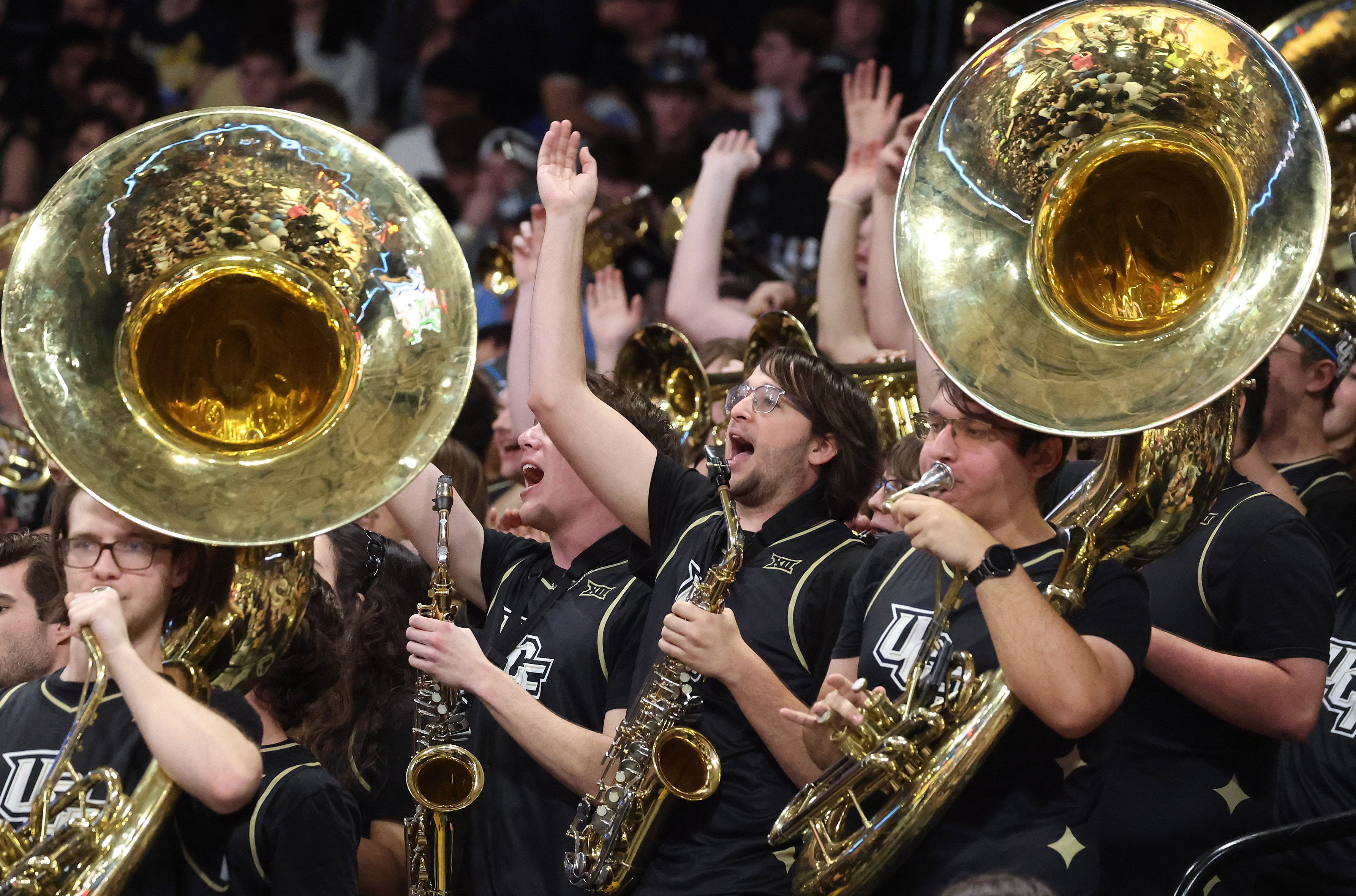 The UCF band cheers during the Arizona at UCF mens...
