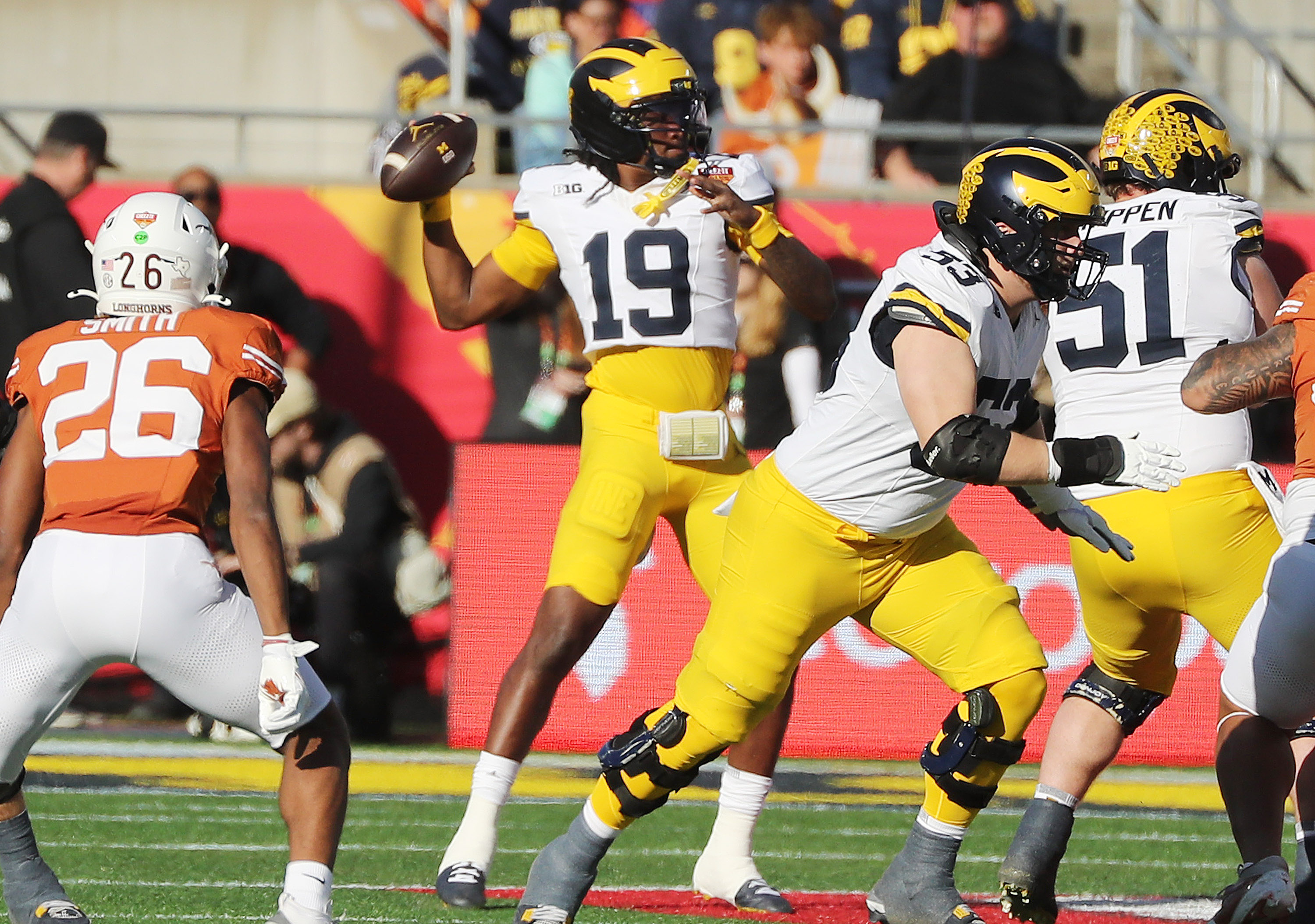Michigan quarterback Bryce Underwood throws during the Cheez-It Citrus Bowl...