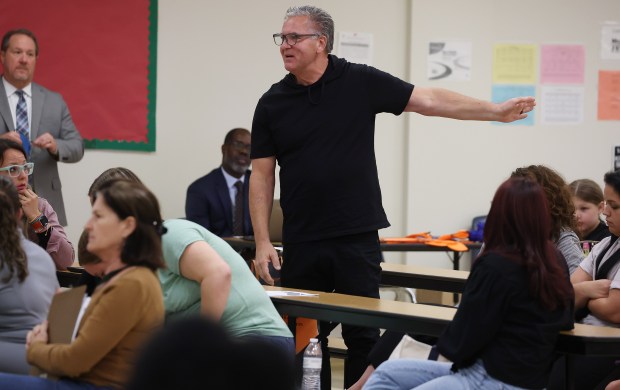 Gary Rice speaks during a meeting to discuss school closures at McCoy Elementary School in Orlando on Thursday, January 22, 2026. Orange County Public Schools may close the school as part of a consolidation effort. (Stephen M. Dowell/Orlando Sentinel)