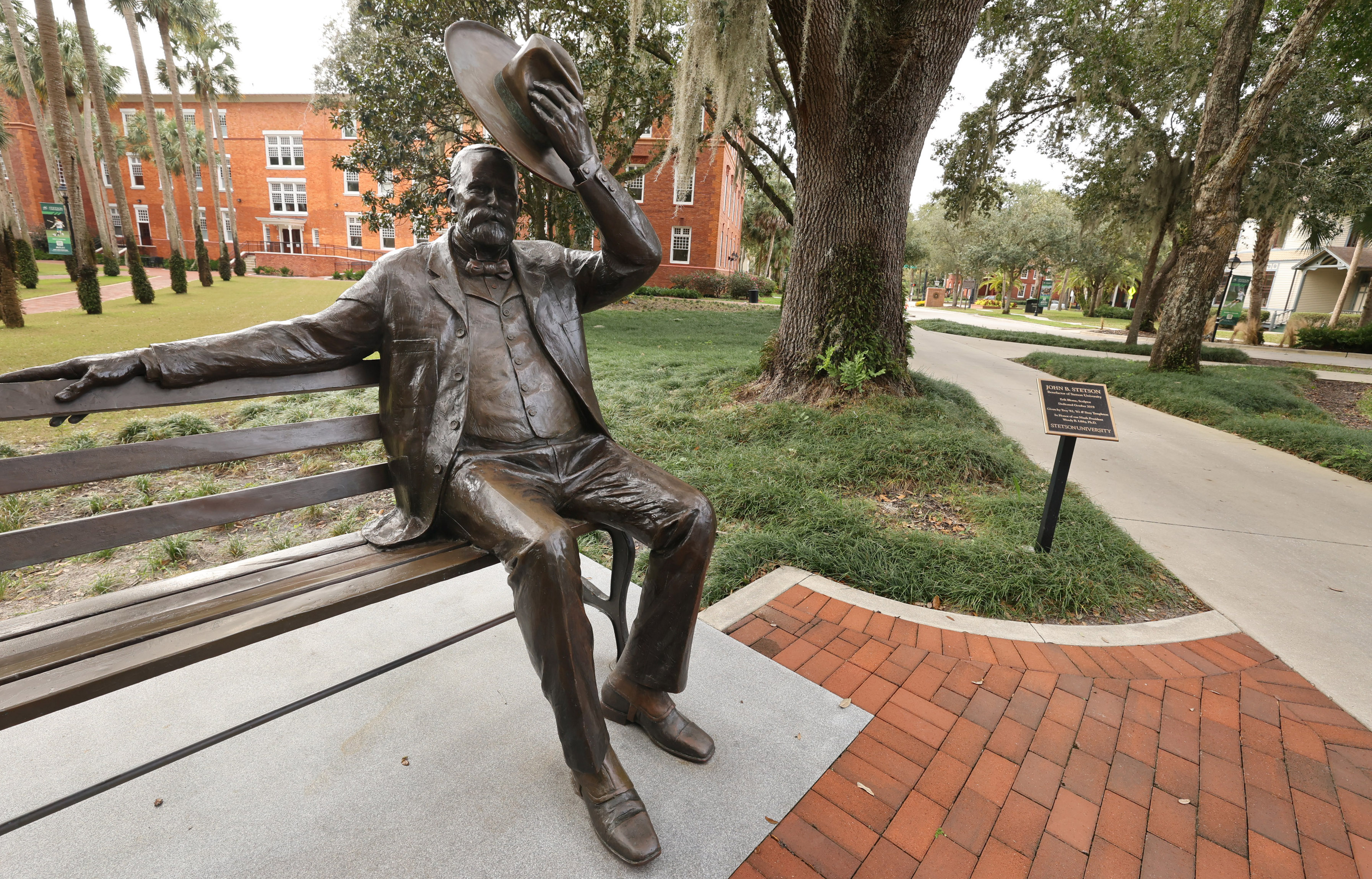 A statue of John B. Stetson is pictured at Stetson...