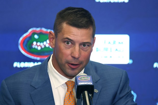 New Florida coach Jon Sumrall inherited a 4-8 team with holes to fill and attitudes to adjust while building a new culture. (Stephen M. Dowell/Orlando Sentinel)