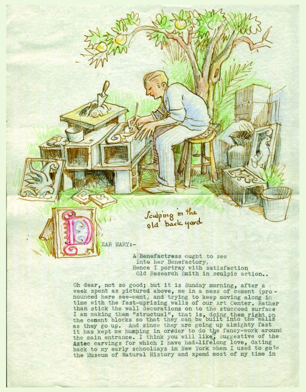 J. André Smith's letters are like works of art themselves, often illustrated by the artist and founder of the Maitland Art Center. (Courtesy Curtis Institute of Music Archives)
