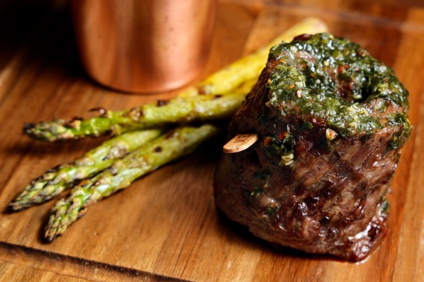 The churrasco steak with chimichurri and asparagus is shown at Black Jack's Rum Bar & Grille in the Flagler Village neighborhood of Fort Lauderdale on Monday, Jan. 26, 2026. (Amy Beth Bennett / South Florida Sun Sentinel)