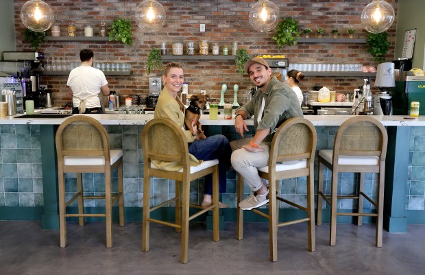 Parisian owners Estelle Bellegy and Benjamin Amsallem at Cafe Bastille in the Weston Town Center on Thursday, Jan. 15, 2026. (Mike Stocker/South Florida Sun Sentinel)