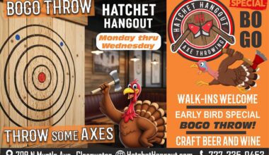 ThanksGiving Early Bird Throw – BOGO Special! Hatchet Hangout Axe Throwing Venue and Lounge