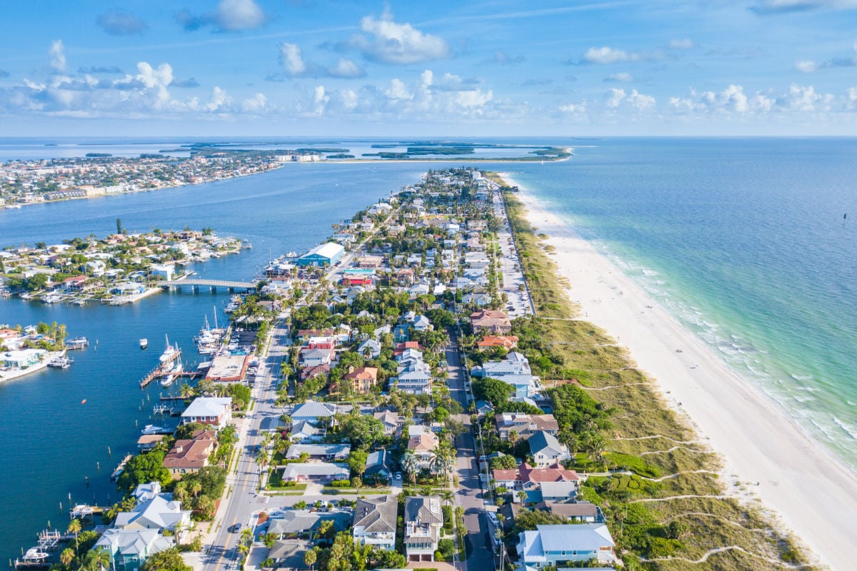 Aerial view of beach in St. Petersburg, Florida