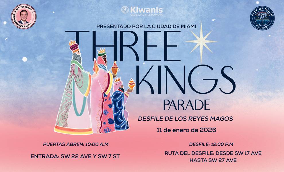 Three Kings Parade returns to Miami—bigger, brighter, and rooted in tradition 2 Spanish advertisement for the Three Kings Parade on January 11, 2026.