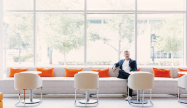 Tim Giuliani lounging and thinking like a boss.