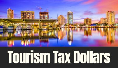 Downtown St. Petersburg waterfront skyline reflecting tourism funded infrastructure and development.