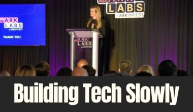 Rebecca Brown, CEO of SpARK Labs by ARK Invest, speaks at the Ark Innovation Center in St. Petersburg during a public event.