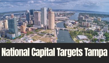 Aerial view of downtown Tampa showing the skyline, Hillsborough River, and surrounding development.
