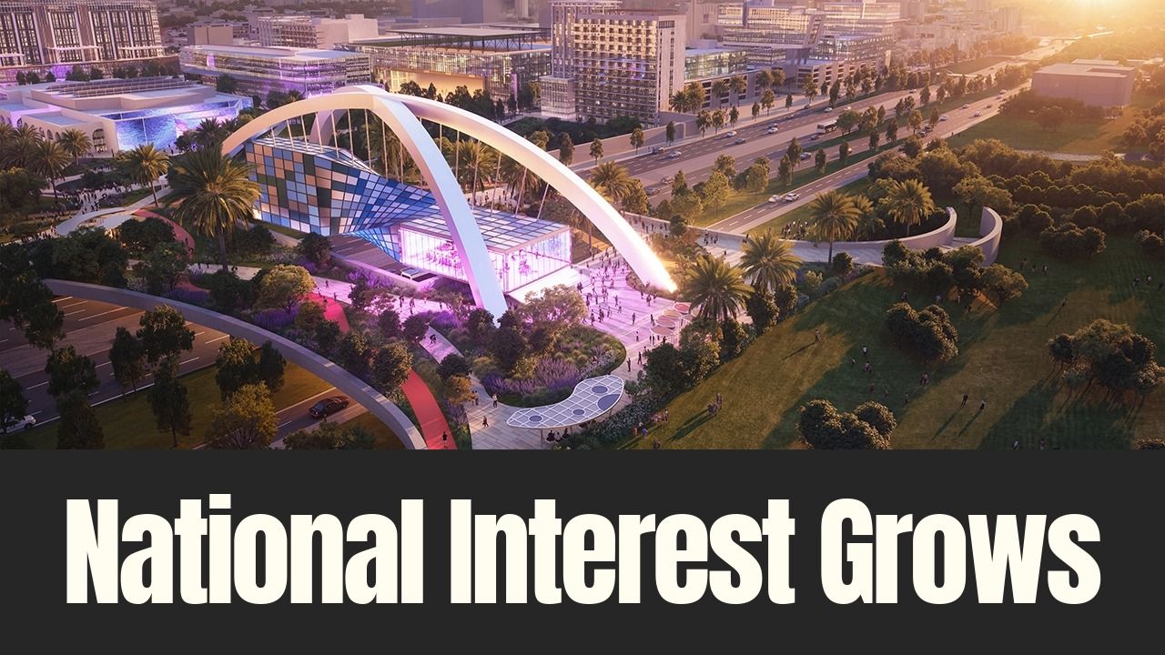 Rendering of a proposed redevelopment concept for St. Petersburg’s Historic Gas Plant District, showing a large public venue, green space and surrounding development.