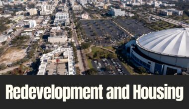 Aerial view of St. Petersburg’s Historic Gas Plant District with Tropicana Field and surrounding neighborhoods