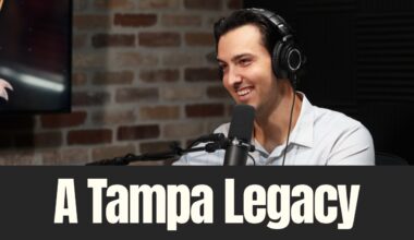 Garrett Greco records an episode of the Tampa Bay Developer podcast during a long-form conversation about Tampa’s growth and legacy.